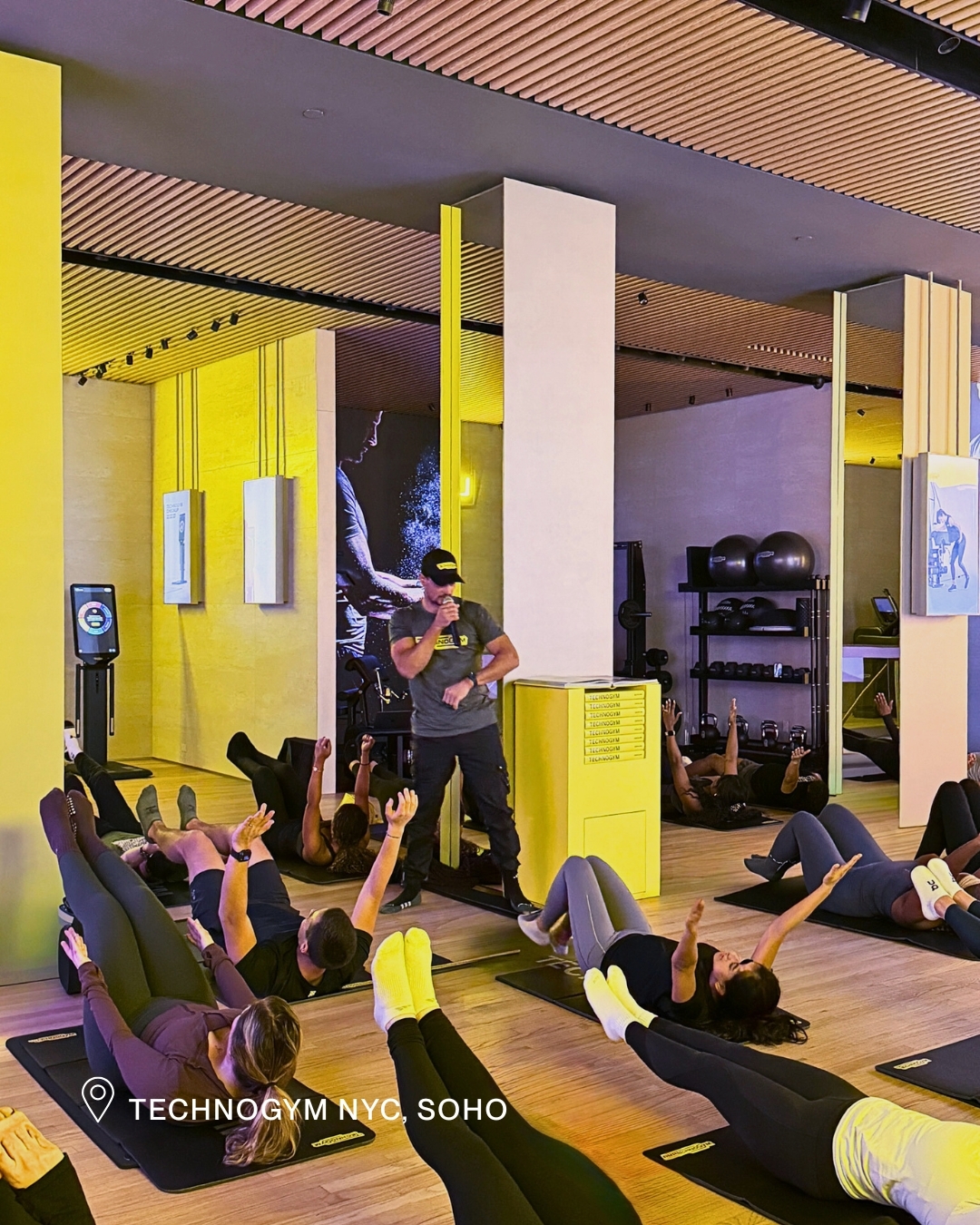 Members arriving at Technogym Soho for a guided wellness session