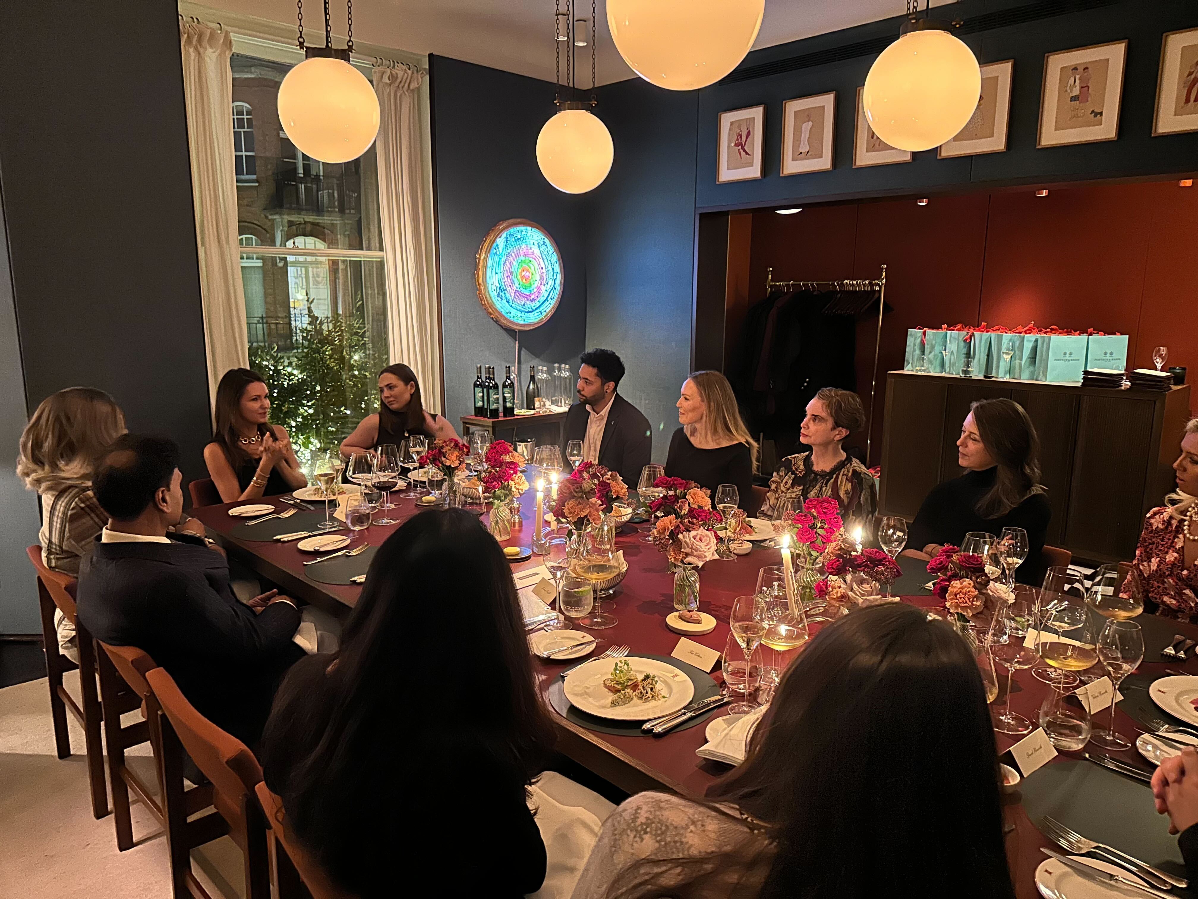 Dining room setting at Mount St. Restaurant in London