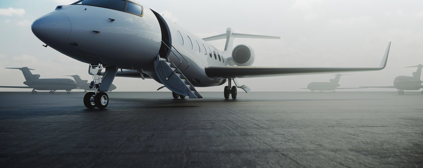 A plane on an airport runway