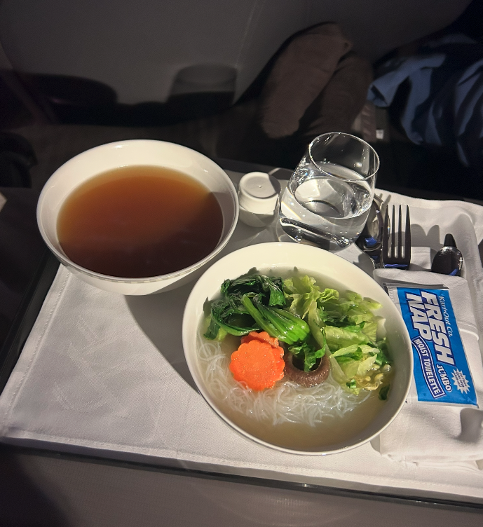 Printed menu in Singapore Airlines business class